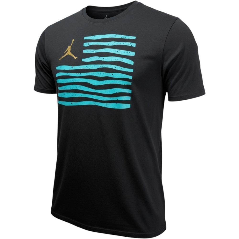 Nike Air Jordan T Shirt Mens Large Black Gold Jumpman Graphic Tee Short Sleeve